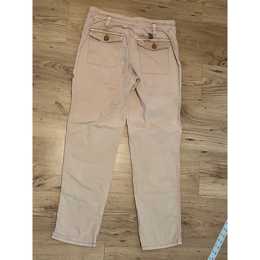Anthropologie The Wanderer Pants Women 26 Tan Floral Embroidered Utility Boho - Picture 8 of 14